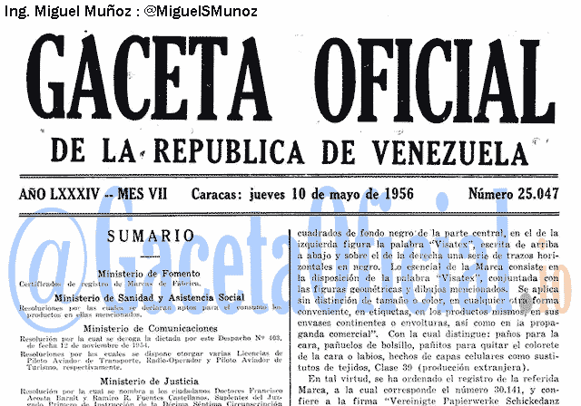 Gaceta Oficial 25047 del 10 Mayo 1956