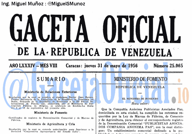 Gaceta Oficial 25065 del 31 Mayo 1956