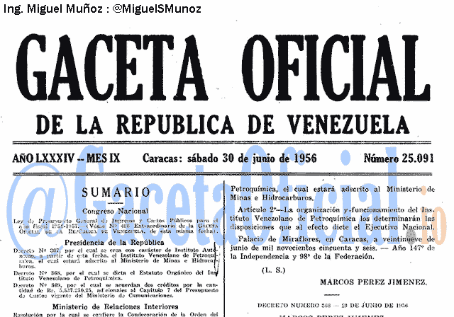 Gaceta Oficial 25091 del 30 Junio 1956