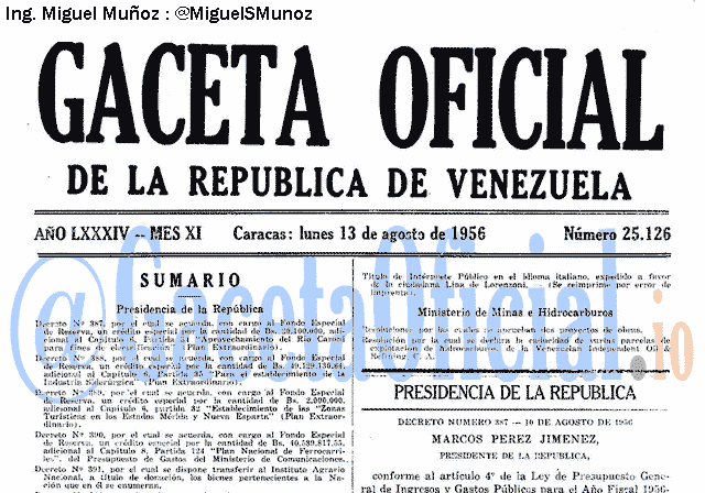 Gaceta Oficial 25126 del 13 Agosto 1956