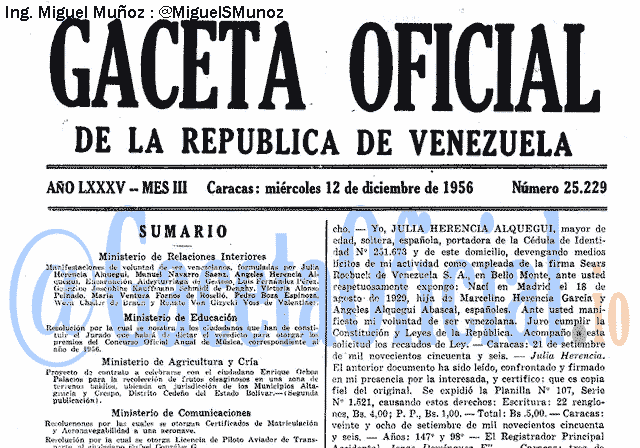 Gaceta Oficial 25229 del 12 Diciembre 1956
