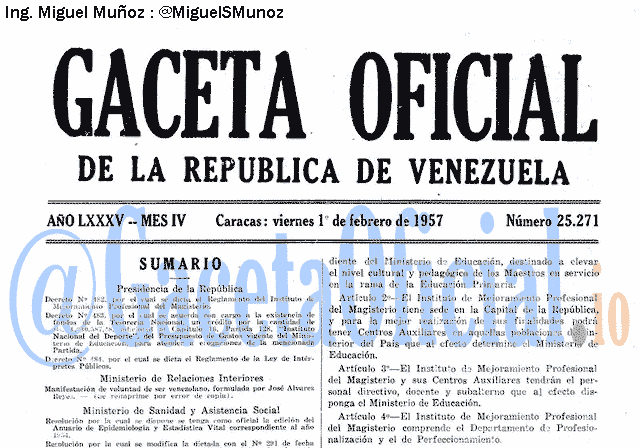 Gaceta Oficial 25271 del 1 Febrero 1957