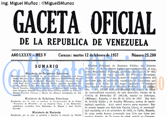 Gaceta Oficial 25280 del 12 Febrero 1957