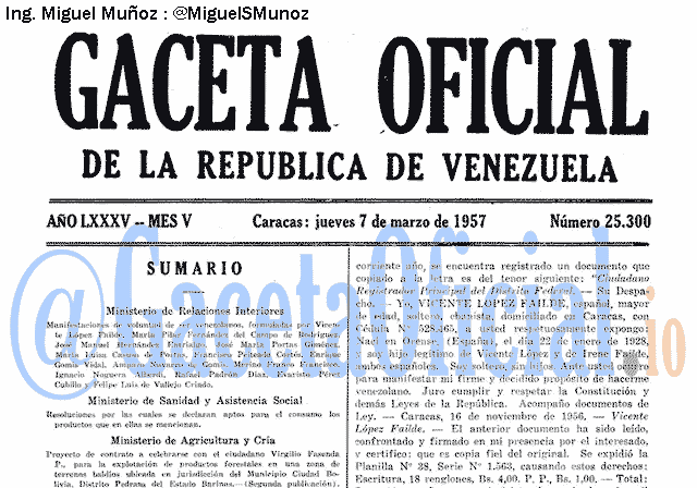 Gaceta Oficial 25300 del 7 Marzo 1957