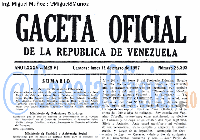 Gaceta Oficial 25303 del 11 Marzo 1957