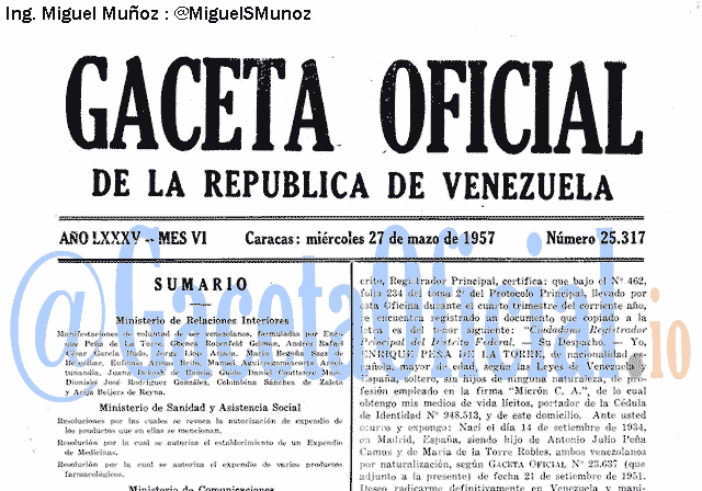 Gaceta Oficial 25317 del 27 Marzo 1957
