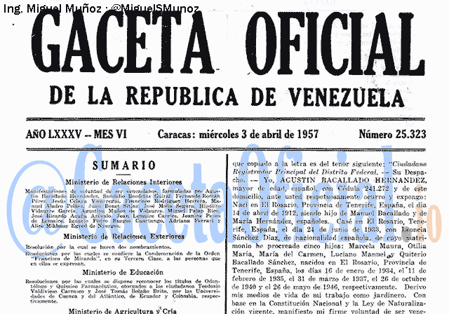 Gaceta Oficial 25323 del 3 Abril 1957