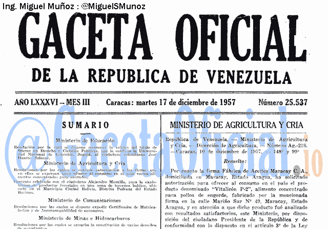 Gaceta Oficial 25537 del 17 Diciembre 1957
