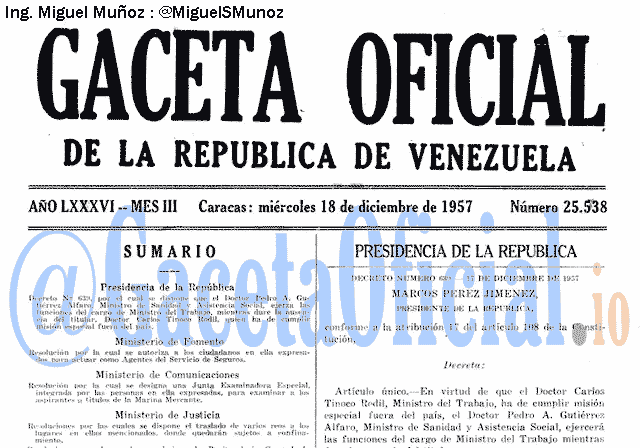 Gaceta Oficial 25538 del 18 Diciembre 1957