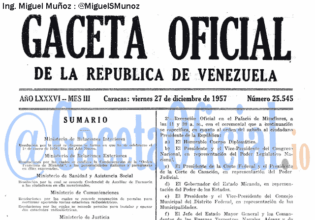 Gaceta Oficial 25545 del 27 Diciembre 1957