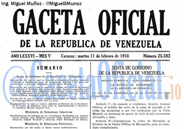 Gaceta Oficial 25583 del 11 Febrero 1958