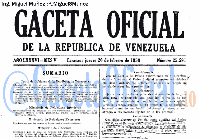 Gaceta Oficial 25591 del 20 Febrero 1958