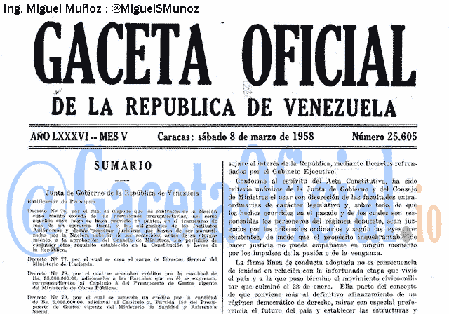 Gaceta Oficial 25605 del 8 Marzo 1958