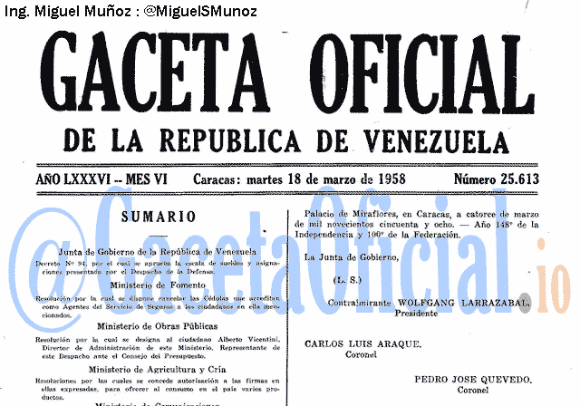 Gaceta Oficial 25613 del 18 Marzo 1958