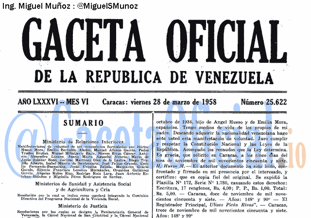 Gaceta Oficial 25622 del 28 Marzo 1958