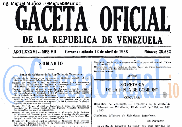 Gaceta Oficial 25632 del 12 Abril 1958