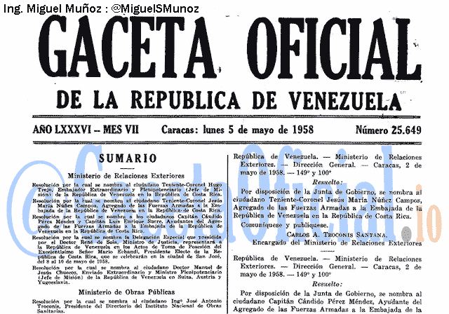 Gaceta Oficial 25649 del 5 Mayo 1958