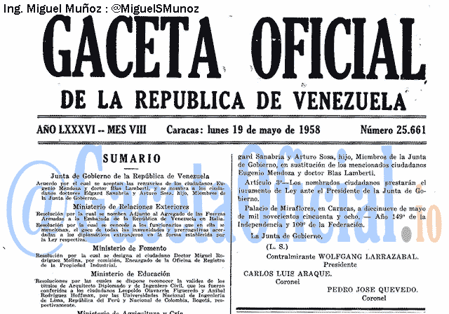Gaceta Oficial 25661 del 19 Mayo 1958