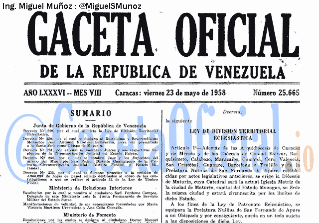 Gaceta Oficial 25665 del 23 Mayo 1958