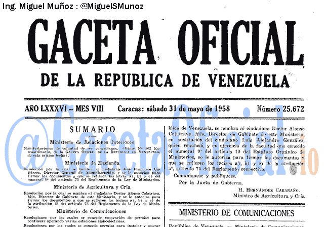 Gaceta Oficial 25672 del 31 Mayo 1958