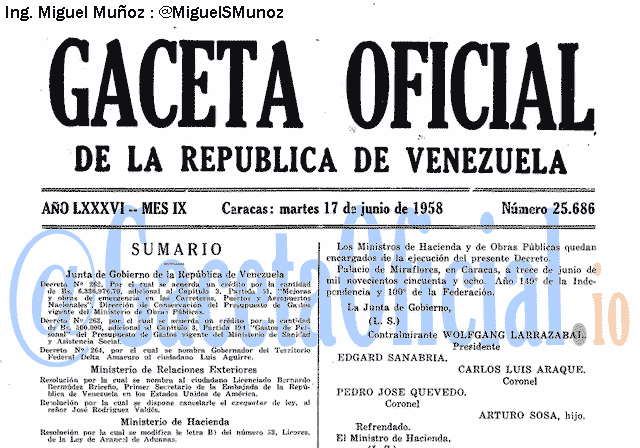 Gaceta Oficial 25686 del 17 Junio 1958