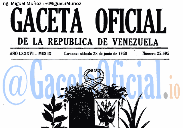 Gaceta Oficial 25695 del 28 Junio 1958