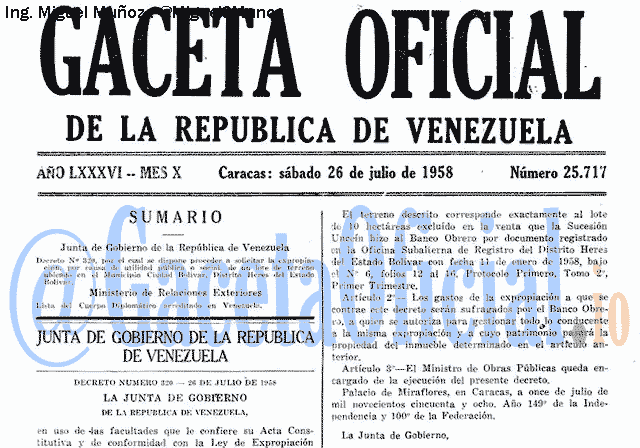 Gaceta Oficial 25717 del 26 Julio 1958