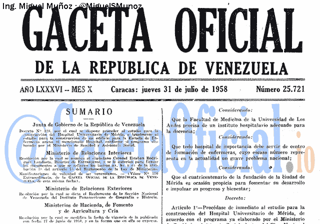 Gaceta Oficial 25721 del 31 Julio 1958