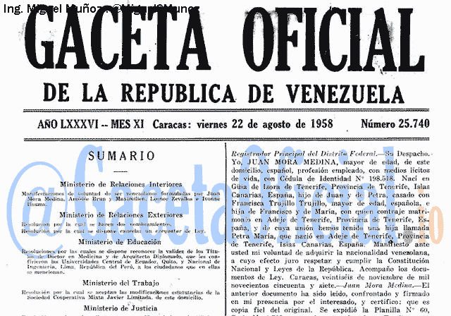 Gaceta Oficial 25740 del 22 Agosto 1958