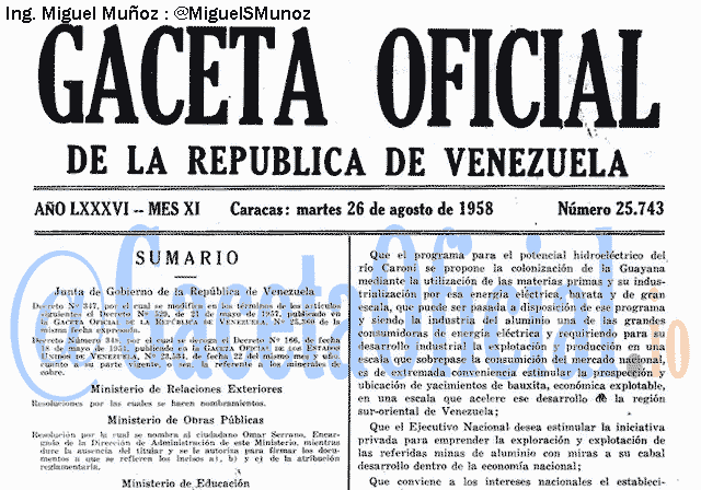 Gaceta Oficial 25743 del 26 Agosto 1958