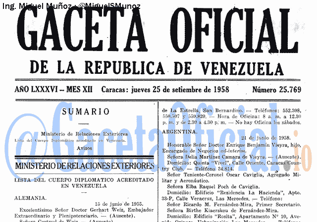 Gaceta Oficial 25769 del 25 Septiembre 1958