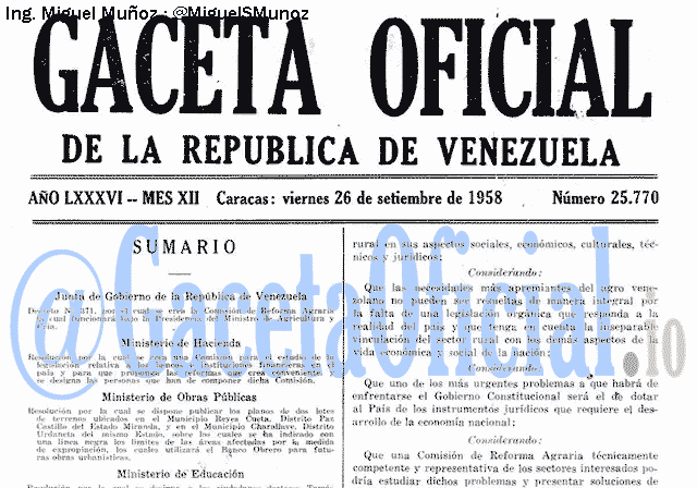 Gaceta Oficial 25770 del 26 Septiembre 1958