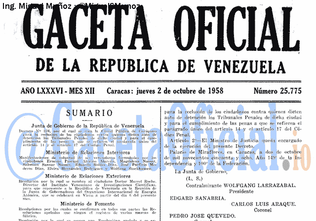 Gaceta Oficial 25775 del 2 Octubre 1958