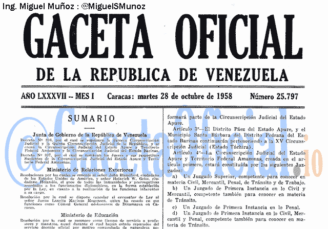 Gaceta Oficial 25797 del 28 Octubre 1958