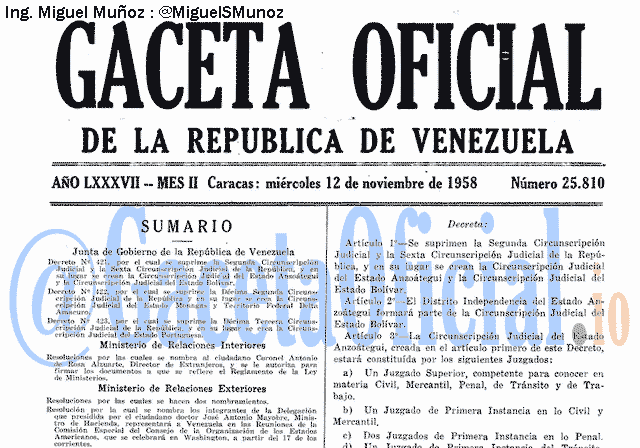 Gaceta Oficial 25810 del 12 Noviembre 1958