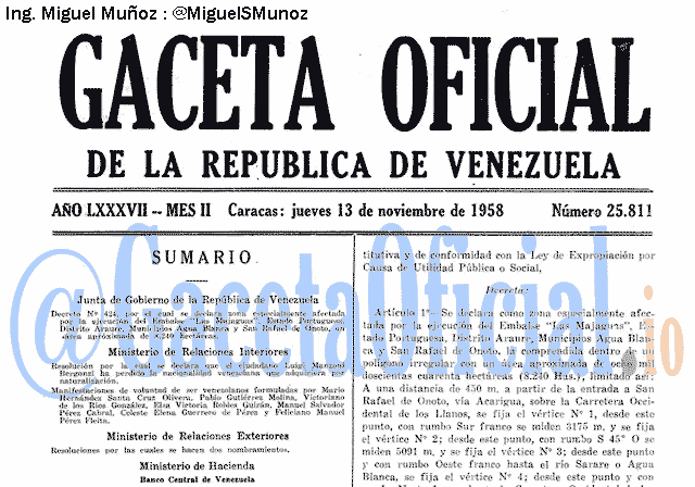 Gaceta Oficial 25811 del 13 Noviembre 1958