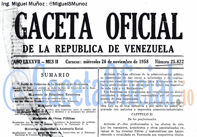 Gaceta Oficial 25822 del 26 Noviembre 1958