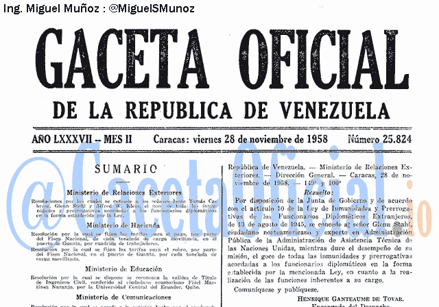 Gaceta Oficial 25824 del 28 Noviembre 1958