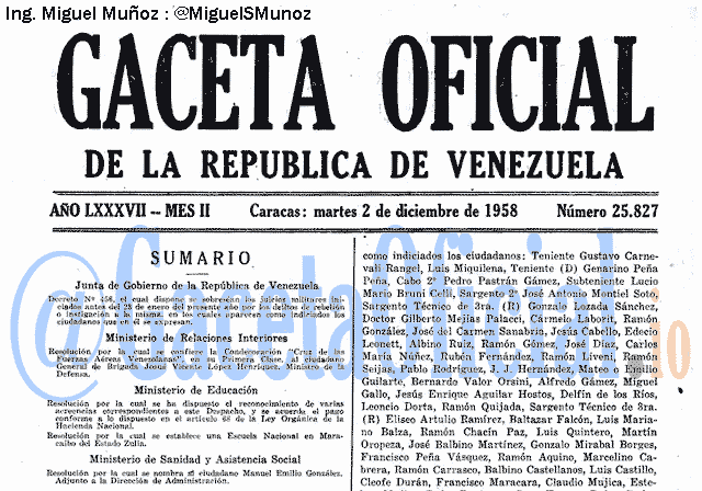 Gaceta Oficial 25827 del 2 Diciembre 1958