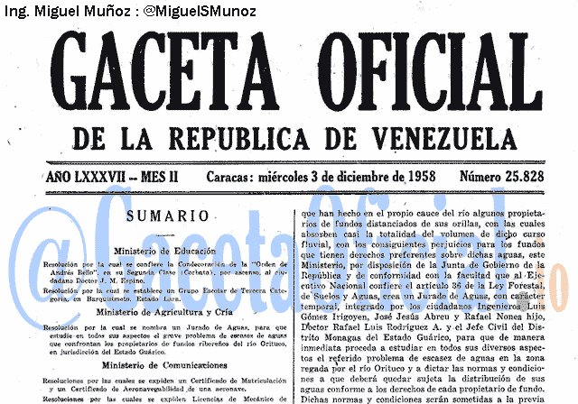 Gaceta Oficial 25828 del 3 Diciembre 1958