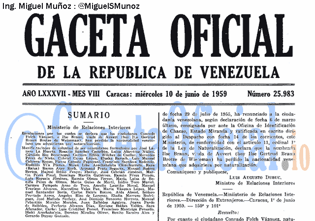 Gaceta Oficial 25983 del 10 Junio 1959
