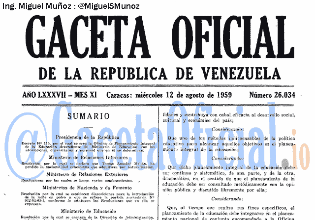 Gaceta Oficial 26034 del 12 Agosto 1959