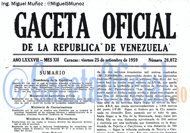 Gaceta Oficial 26072 del 25 Septiembre 1959