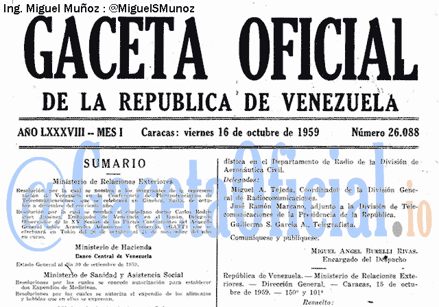 Gaceta Oficial 26088 del 16 Octubre 1959