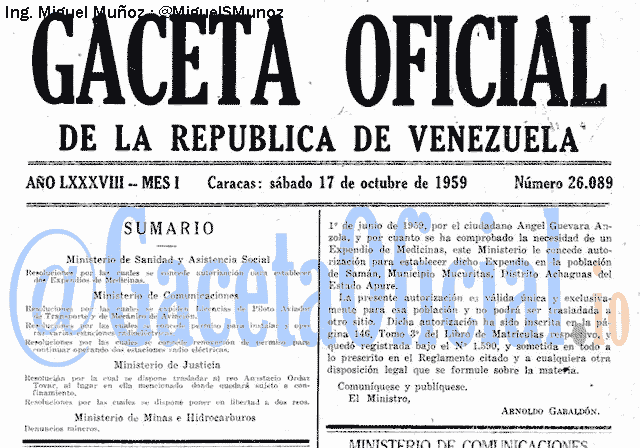 Gaceta Oficial 26089 del 17 Octubre 1959