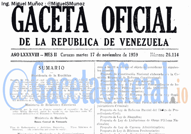 Gaceta Oficial 26114 del 17 Noviembre 1959