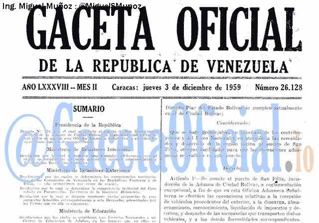 Gaceta Oficial 26128 del 3 Diciembre 1959