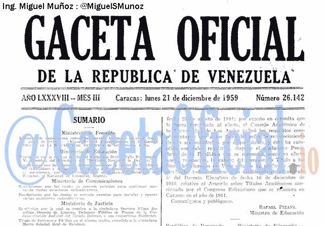 Gaceta Oficial 26142 del 21 Diciembre 1959
