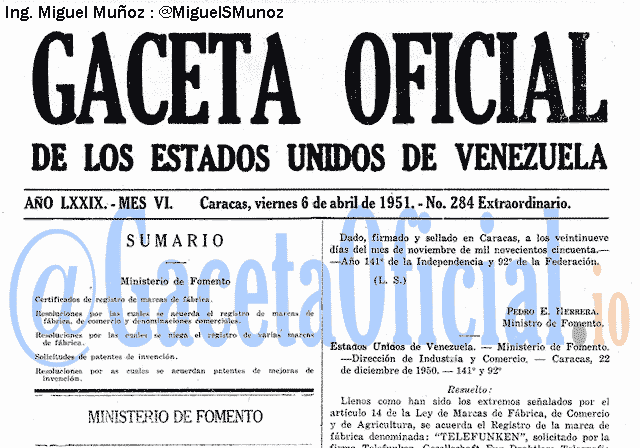 Gaceta Oficial 284 del 6 Abril 1951