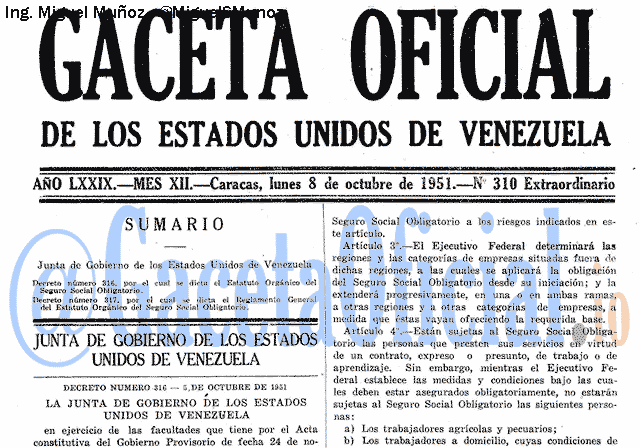 Gaceta Oficial 310 del 8 Octubre 1951